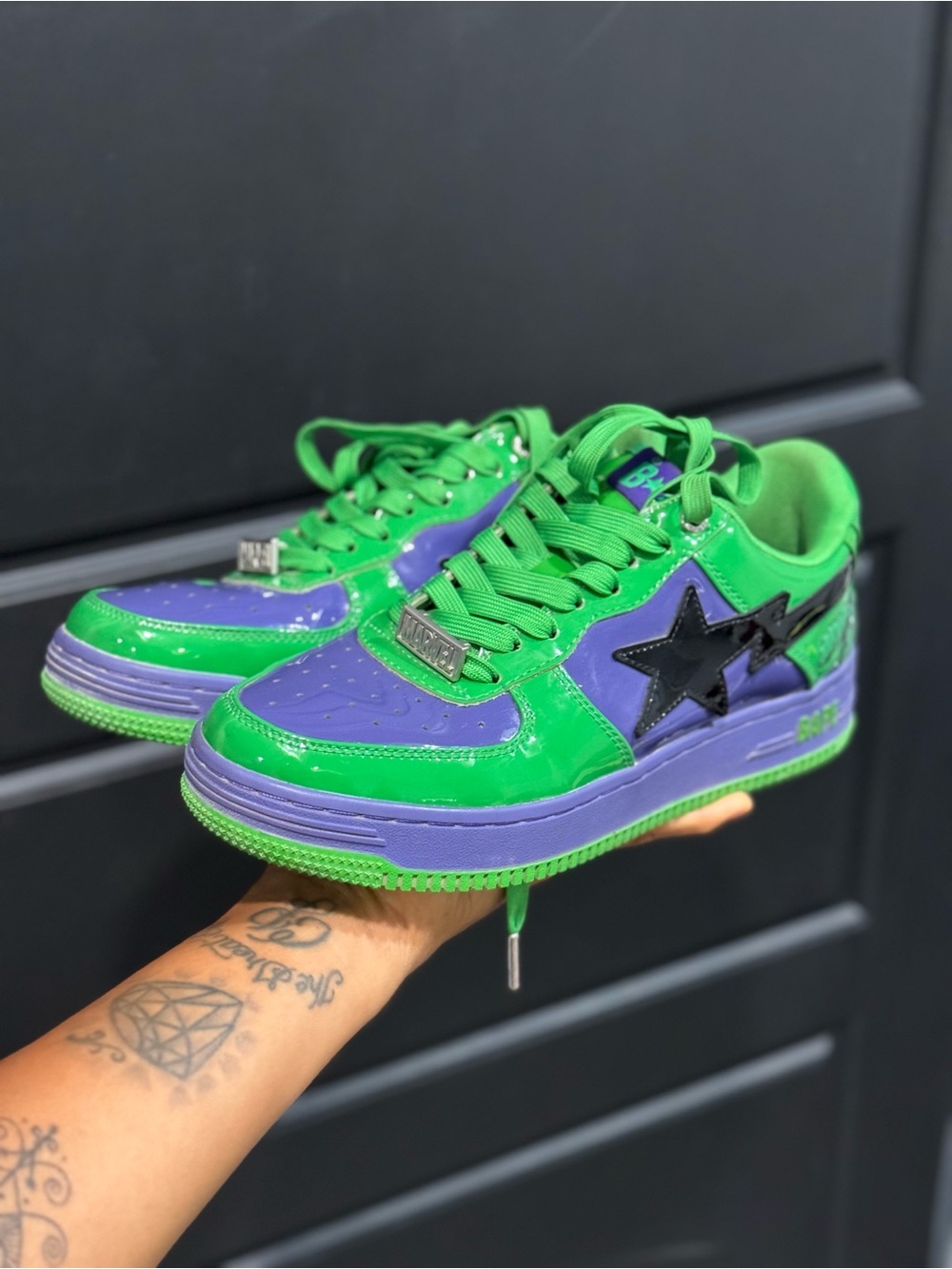 BAPE x Marvel Hulk Men’s size 9 Green & Purple
